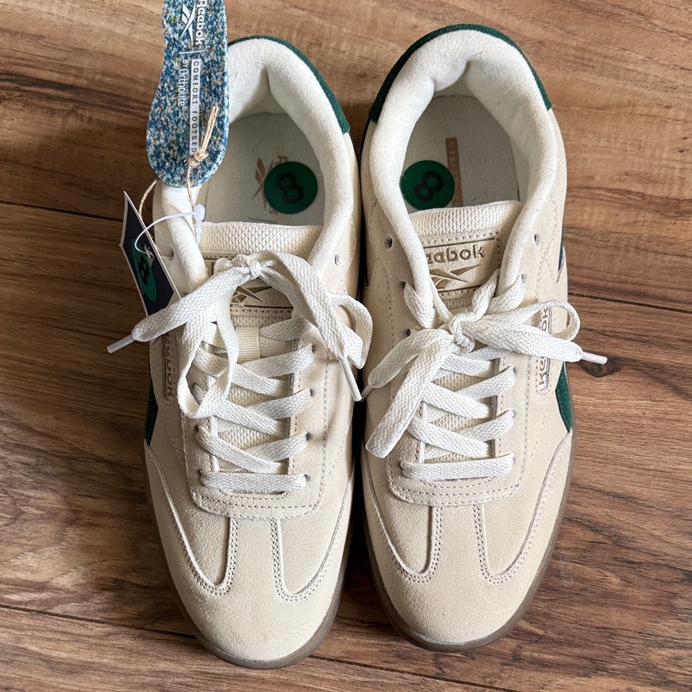 NWOT Reebok Cream and Dark Green Classic Sneakers - Picture 5 of 5